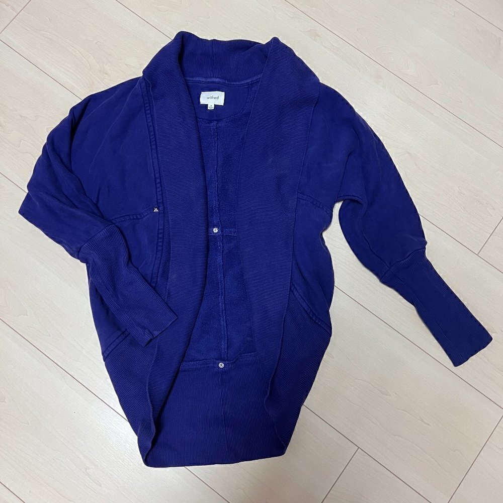 Wilfred Aritzia Diderot Sweater Cardigan Indigo Blue Sz XS
